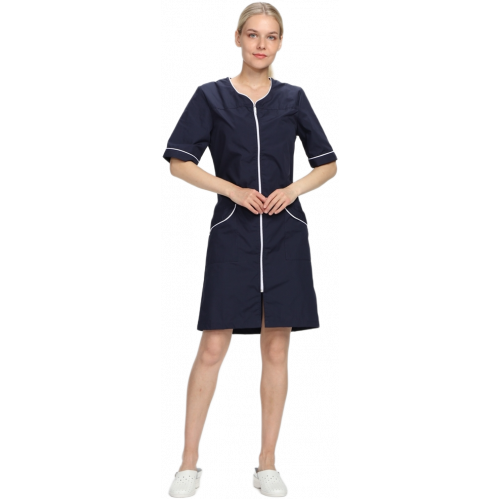 Халат женский Стелла (тк.ТиСи), т.синий/белый Халат женский Стелла (тк.ТиСи), т.синий/белый