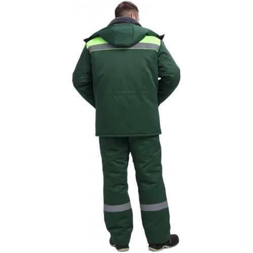 Костюм зимний Труженик-Ультра СОП (тк.Смесовая,210) брюки, т.зеленый/лимонный