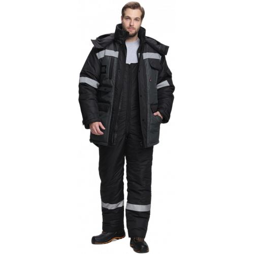 Костюм зимний Беркут СОП CH (тк.Таслан) п/к, черный/т.серый