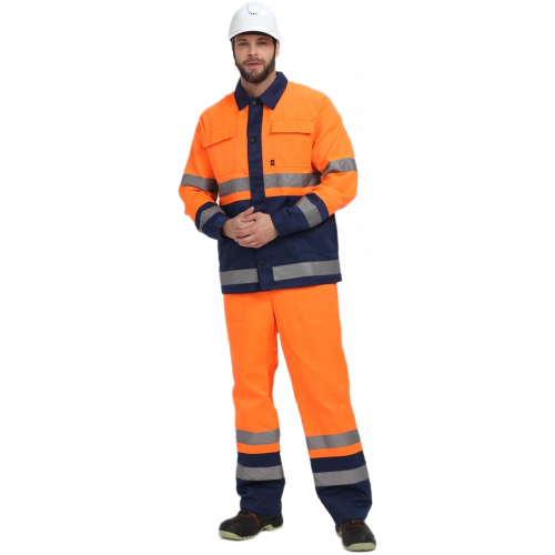Костюм для дорожника (тк.Смесовая,210) п/к, оранжевый/т.синий Костюм для дорожника (тк.Смесовая,210) п/к, оранжевый/т.синий