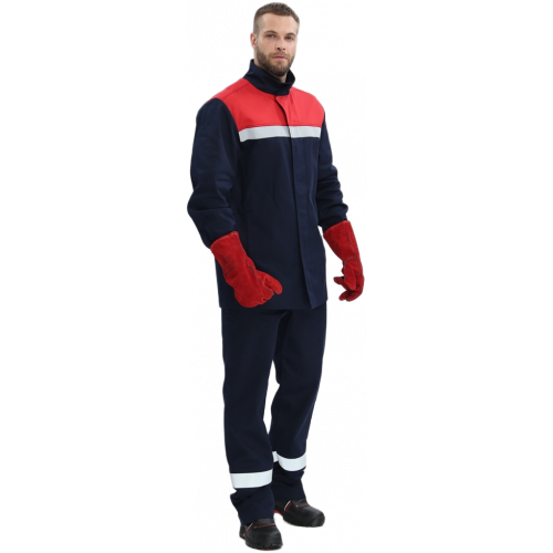 Костюм сварщика Велд-СОП 1 кл.защиты (тк.Хлопок-ОП,350) брюки, т.синий/красный
