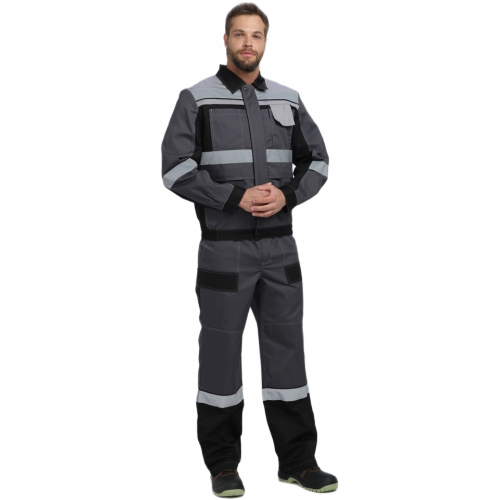 Костюм Виват-1 Премиум CH МВО (тк.Смесовая,240) брюки, т.серый/черный/св.серый