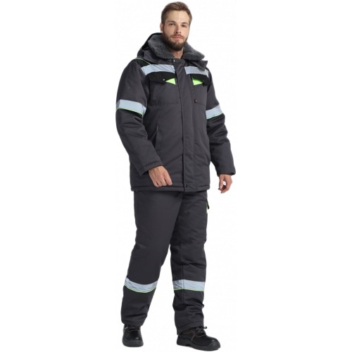 Костюм зимний Ховард (тк.Смесовая,240) п/к, т.серый/черный/лимонный