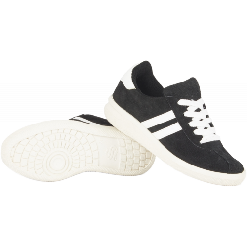 Кроссовки нат.замша ПВХ, черный/белый