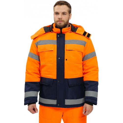 Костюм зимний для дорожника Ультра (тк.Смесовая,210) п/к, оранжевый/т.синий Костюм зимний для дорожника Ультра (тк.Смесовая,210) п/к, оранжевый/т.синий