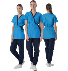 Костюм женский Симпл-001 (тк.Смесовая,120) MedLine, т.синий/ярко-голубой
