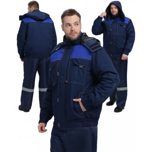 Куртка зимняя укороченная Флофт Премиум (тк.Смесовая,240), т.синий/васильковый/серый Куртка зимняя укороченная Флофт Премиум (тк.Смесовая,240), т.синий/васильковый/серый