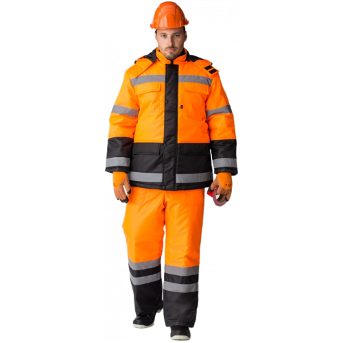 Костюм зимний для дорожника (тк.Оксфорд) брюки, оранжевый/черный Костюм зимний для дорожника (тк.Оксфорд) брюки, оранжевый/черный