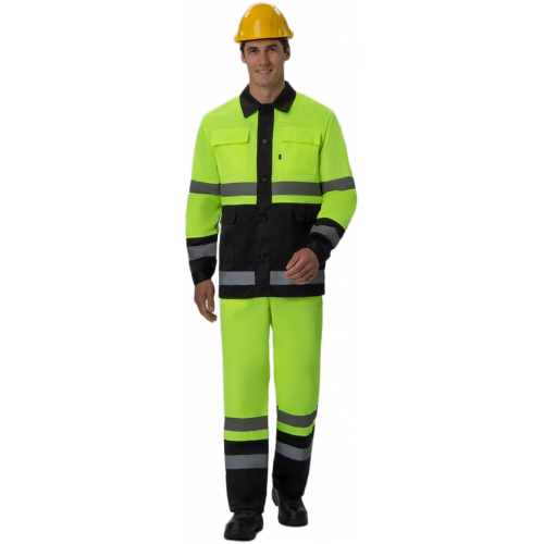 Костюм для дорожника (тк.Смесовая,210) п/к, лимонный/черный Костюм для дорожника (тк.Смесовая,210) п/к, лимонный/черный