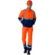 Костюм для дорожника с укороченной курткой (тк.Смесовая,210) п/к, оранжевый/т.синий