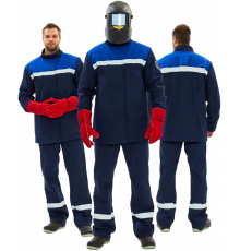 Костюм сварщика Велд-СОП 2 кл.защиты (тк.Хлопок-ОП,350) брюки, т.синий/васильковый Костюм сварщика Велд-СОП 2 кл.защиты (тк.Хлопок-ОП,350) брюки, т.синий/васильковый