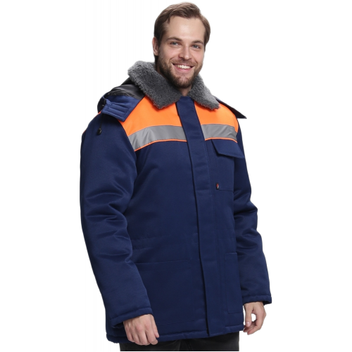 Куртка зимняя для бригадира NEW (тк.Смесовая,210), т.синий/оранжевый Куртка зимняя для бригадира NEW (тк.Смесовая,210), т.синий/оранжевый