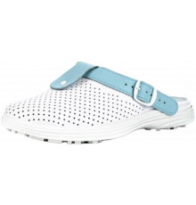 Сабо женские нат.кожа Комфорт ПВХ, белый/голубой Сабо женские нат.кожа Комфорт ПВХ, белый/голубой