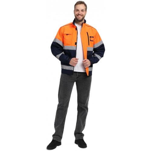 Куртка-трансформер сигнальная ProfLineSpecialist (тк.Смесовая МВО,240), оранжевый/т.синий Куртка-трансформер сигнальная ProfLineSpecialist (тк.Смесовая МВО,240), оранжевый/т.синий