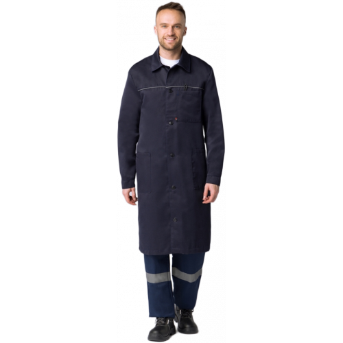 Халат мужской для ИТР (тк.Смесовая,210), т.синий