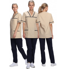 Костюм женский Ирис (тк.ТиСи), бежевый/т.синий