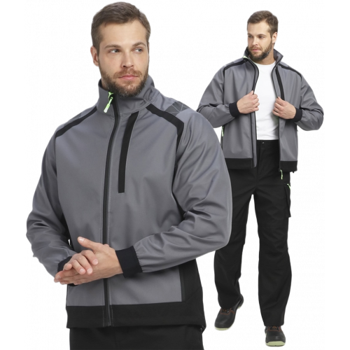 Куртка ProfLineLeader (тк.Софтшел), серый/черный Куртка ProfLineLeader (тк.Софтшел), серый/черный