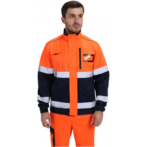 Костюм сигнальный PROFLINE ProfLineSpecialist-1 (тк.Смесовая МВО,240) брюки, оранжевый/т.синий Костюм сигнальный PROFLINE ProfLineSpecialist-1 (тк.Смесовая МВО,240) брюки, оранжевый/т.синий