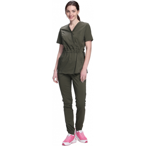 Костюм женский хирургический Модерн-004 (тк.Стрейч,120) MedLine, хаки