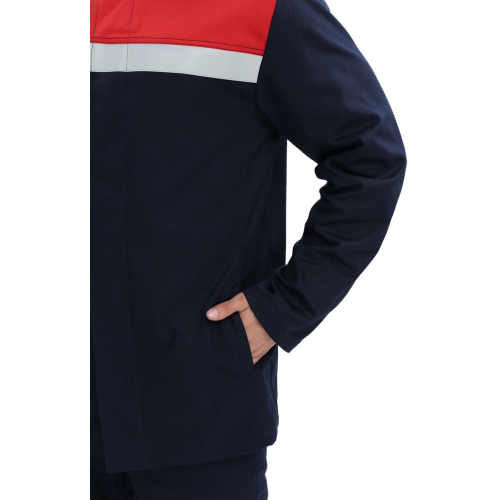 Костюм сварщика Велд-СОП 1 кл.защиты (тк.Хлопок-ОП,350) брюки, т.синий/красный