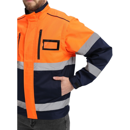 Куртка-трансформер сигнальная ProfLineSpecialist (тк.Смесовая МВО,240), оранжевый/т.синий Куртка-трансформер сигнальная ProfLineSpecialist (тк.Смесовая МВО,240), оранжевый/т.синий