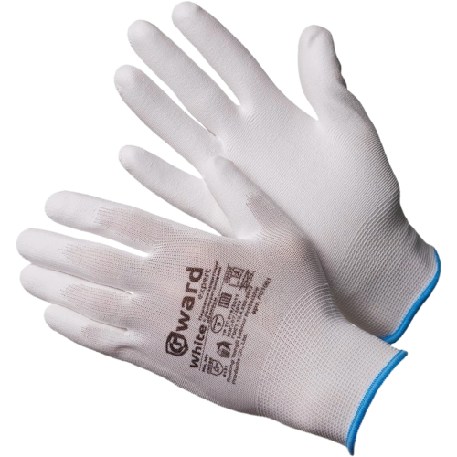 White Перчатки нейлоновые белого цвета с полиуретановым покрытием White Перчатки нейлоновые белого цвета с полиуретановым покрытием
