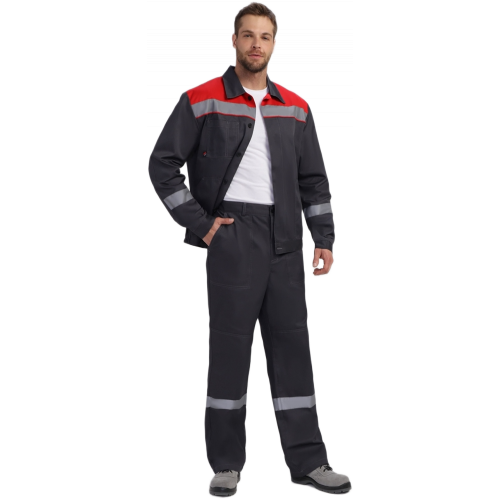 Костюм Лигор-1 Премиум СОП К. (тк.Смесовая,240) брюки, т.серый/красный Костюм Лигор-1 Премиум СОП К. (тк.Смесовая,240) брюки, т.серый/красный
