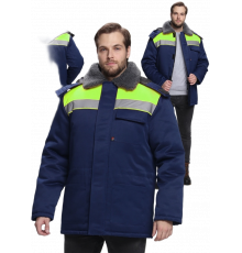 Куртка зимняя для бригадира NEW (тк.Смесовая,210), т.синий/лимонный Куртка зимняя для бригадира NEW (тк.Смесовая,210), т.синий/лимонный