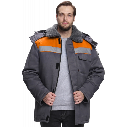 Куртка зимняя для бригадира NEW (тк.Смесовая,210), т.серый/оранжевый Куртка зимняя для бригадира NEW (тк.Смесовая,210), т.серый/оранжевый