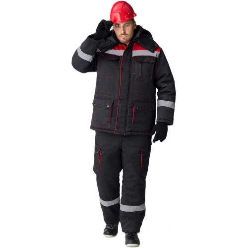 Костюм зимний Титан (Смесовая, 210) п/к, черный/красный Костюм зимний Титан (Смесовая, 210) п/к, черный/красный
