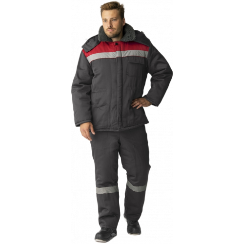 Костюм зимний Труженик-Ультра (тк.Смесовая,210) брюки, т.серый/красный Костюм зимний Труженик-Ультра (тк.Смесовая,210) брюки, т.серый/красный