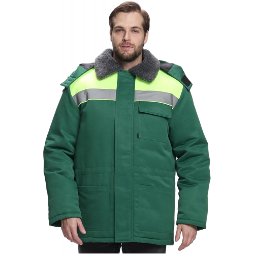Куртка зимняя для бригадира NEW (тк.Смесовая,210), зеленый/лимонный