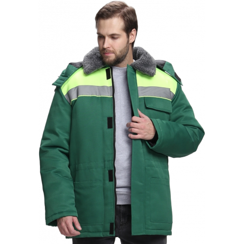 Куртка зимняя для бригадира NEW (тк.Смесовая,210), зеленый/лимонный