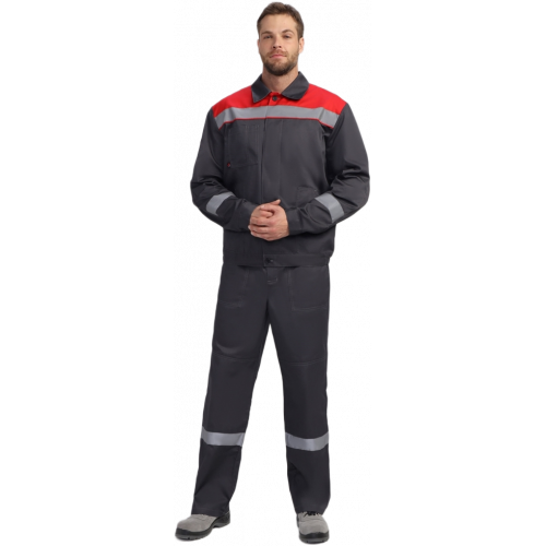 Костюм Лигор-1 Премиум СОП К. (тк.Смесовая,240) брюки, т.серый/красный Костюм Лигор-1 Премиум СОП К. (тк.Смесовая,240) брюки, т.серый/красный