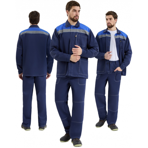 Костюм Техник СОП (тк.Саржа,250) брюки, т.синий/васильковый