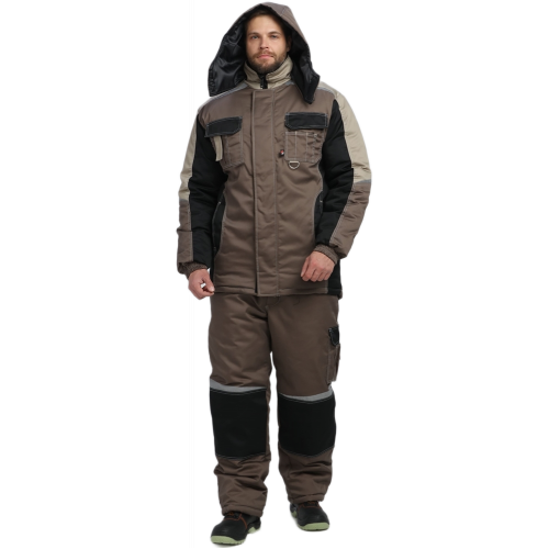 Костюм зимний Мега IMP (тк.Смесовая,240) брюки, коричневый/черный/бежевый