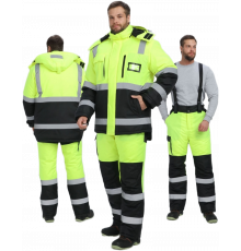 Костюм зимний сигнальный ProfLineSpecialist (тк.Оксфорд PU) брюки, желтый/черный Костюм зимний сигнальный ProfLineSpecialist (тк.Оксфорд PU) брюки, желтый/черный