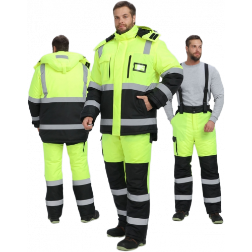 Костюм зимний сигнальный ProfLineSpecialist (тк.Оксфорд PU) брюки, желтый/черный Костюм зимний сигнальный ProfLineSpecialist (тк.Оксфорд PU) брюки, желтый/черный