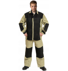 Костюм сварщика комбинированный 2 кл.защиты (тк.Брезент,550/Спилок S=1,5), черный/бежевый Костюм сварщика комбинированный 2 кл.защиты (тк.Брезент,550/Спилок S=1,5), черный/бежевый