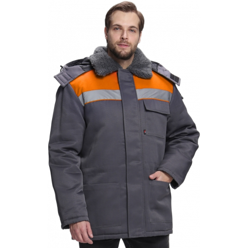 Куртка зимняя для бригадира NEW (тк.Смесовая,210), т.серый/оранжевый Куртка зимняя для бригадира NEW (тк.Смесовая,210), т.серый/оранжевый