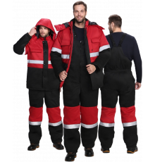 Костюм зимний Нордхард-2 СОП (тк.Смесовая,250) п/к, черный/красный