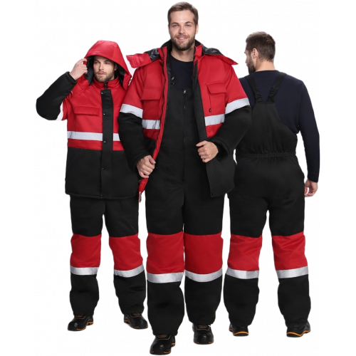 Костюм зимний Нордхард-2 СОП (тк.Смесовая,250) п/к, черный/красный