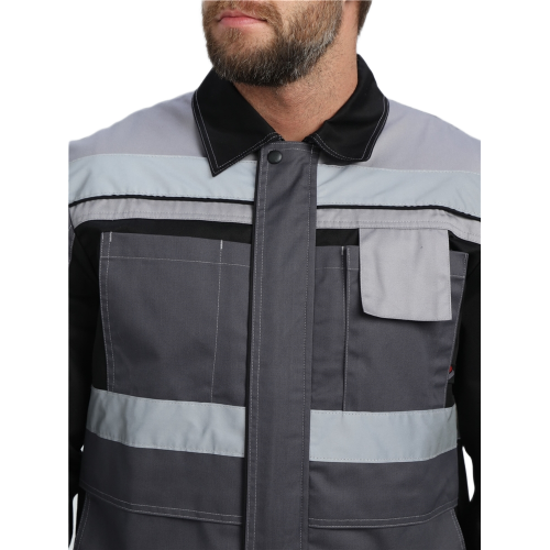 Костюм Виват-1 Премиум CH МВО (тк.Смесовая,240) брюки, т.серый/черный/св.серый