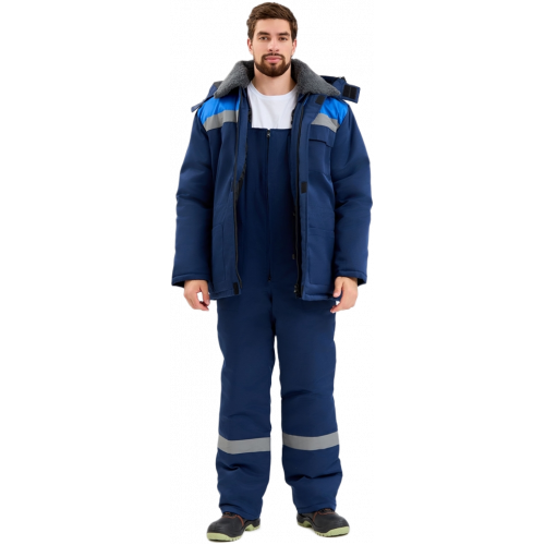 Костюм зимний Труженик-Ультра-2 СОП (тк.Смесовая,210) п/к, т.синий/васильковый