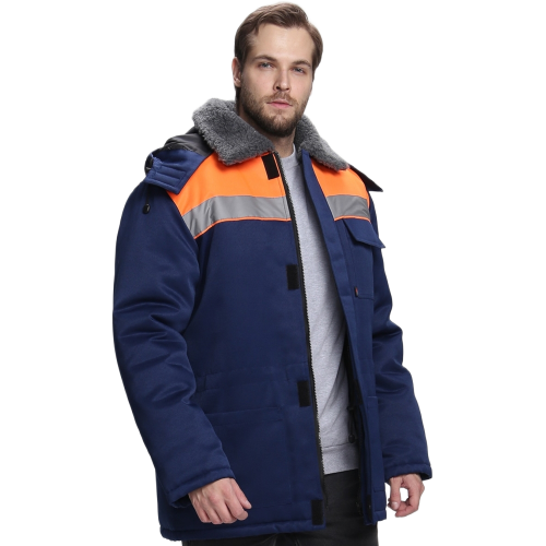 Куртка зимняя для бригадира NEW (тк.Смесовая,210), т.синий/оранжевый Куртка зимняя для бригадира NEW (тк.Смесовая,210), т.синий/оранжевый
