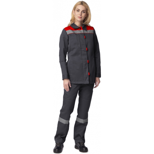 Костюм женский Весна-1 СОП CH (тк.Смесовая,210) брюки, т.серый/красный Костюм женский Весна-1 СОП CH (тк.Смесовая,210) брюки, т.серый/красный