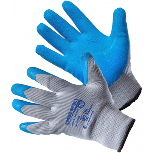 Перчатки АМПАРО™ София Фрост двойные (полиэфир+рельефный латекс), серый/синий, 428480