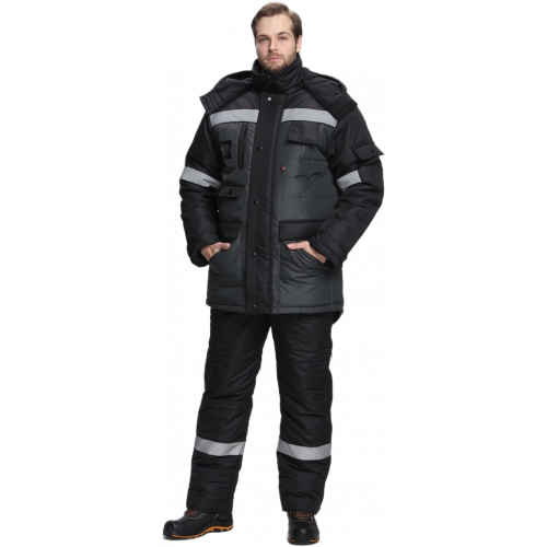 Костюм зимний Беркут СОП CH (тк.Таслан) п/к, черный/т.серый