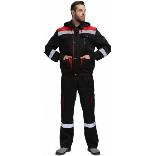 Костюм Нейч-2 СОП с капюшоном К. (тк.Смесовая,210) п/к, черный/красный