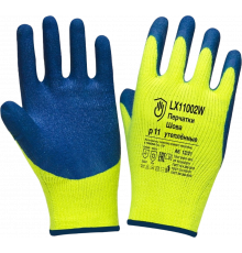Перчатки утепл. акриловые со вспененным латекс. покрытием, цвет в ассортименте